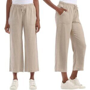 Splendid Linen Viscose Blend Cropped Wide Leg Drawstring Pant XXL NWT